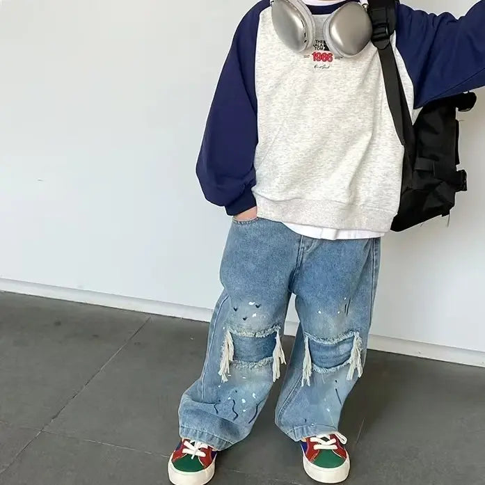 Kids Ripped Patched Jeans