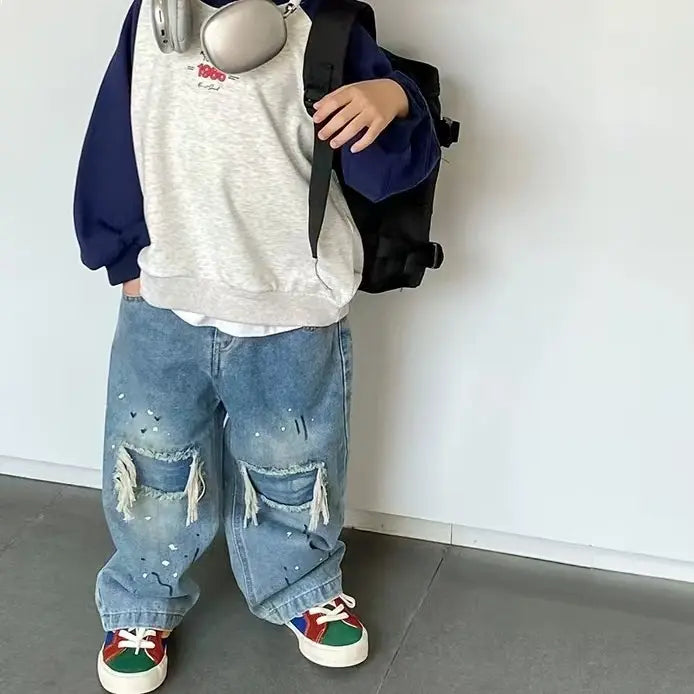 Kids Ripped Patched Jeans