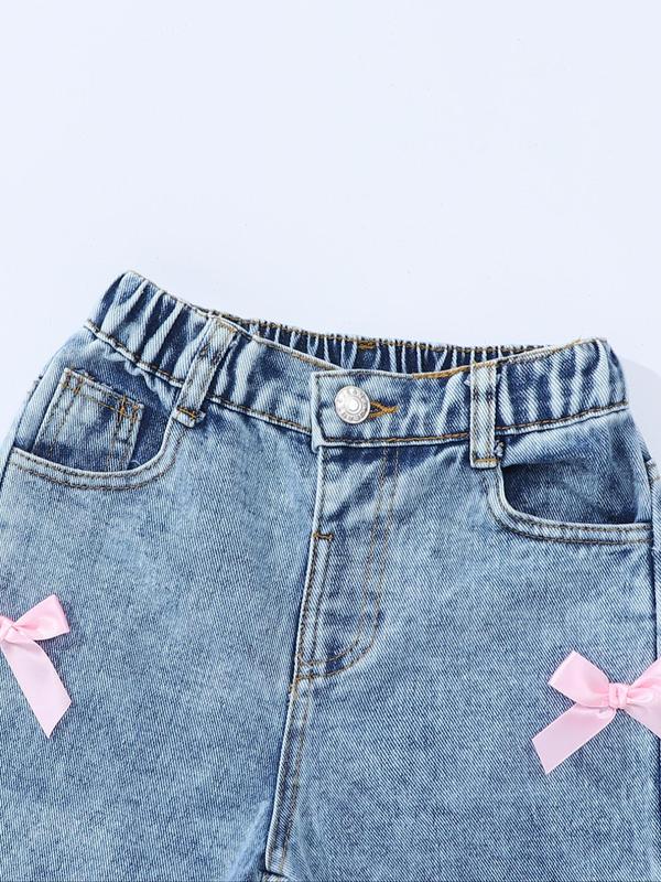Kids Denim Bow Decor Jeans