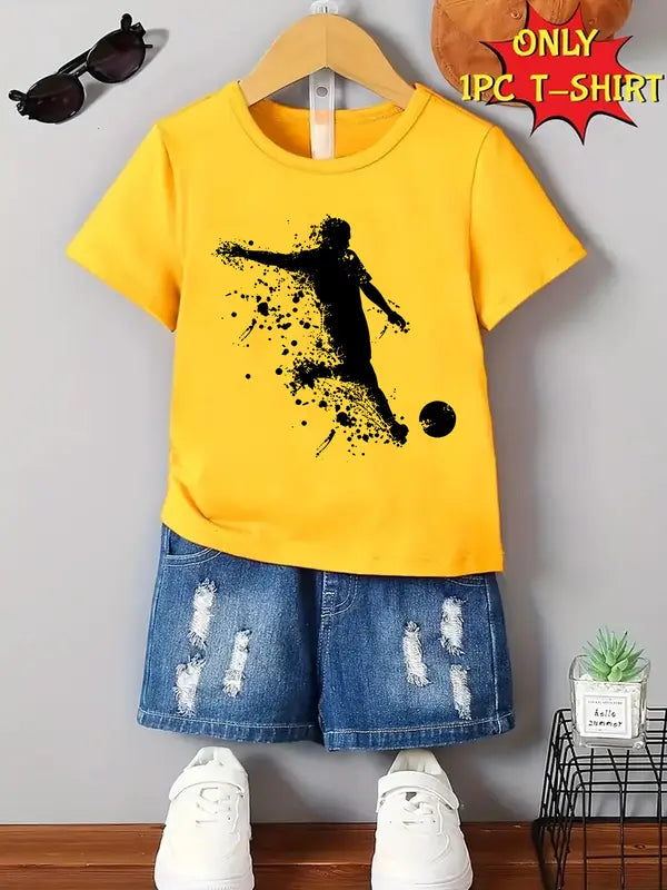 Kids Football Silhouette Crew Neck T-Shirt