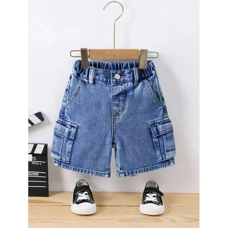 Kids Cargo Washed Denim Shorts