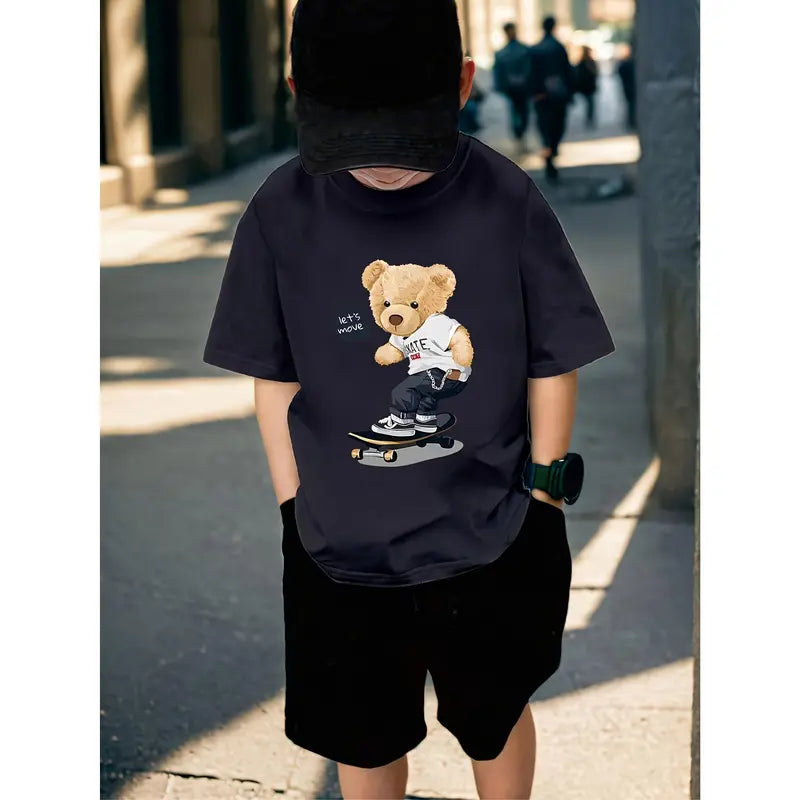 Kids Little Bear Skateboarding T-shirt